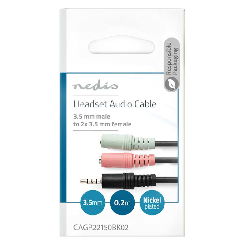 Adapter 2x 3,5mm Buchse - 3,5mm Stecker Headset - MediaKabel