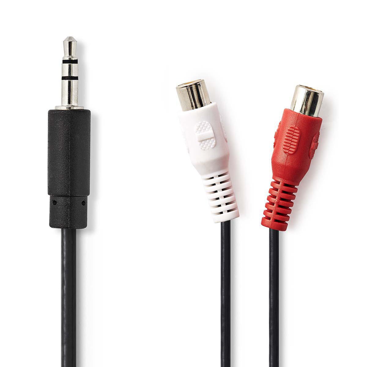 Adapterkabel 3,5mm Stecker - 2x Cinchbuchse schwarz 0,5m - MediaKabel
