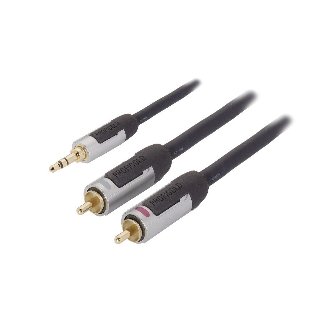 Adapterkabel 3,5mm Stecker auf 2x Cinchstecker Profigold 1m - MediaKabel