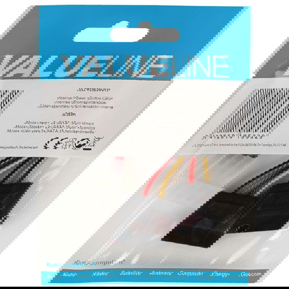 Adapterkabel Molex-Stecker - 2x SATA-Buchse 15cm - MediaKabel