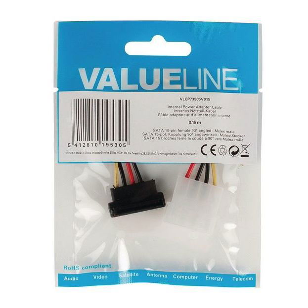 Adapterkabel Molex-Stecker - SATA-Buchse 15cm - MediaKabel