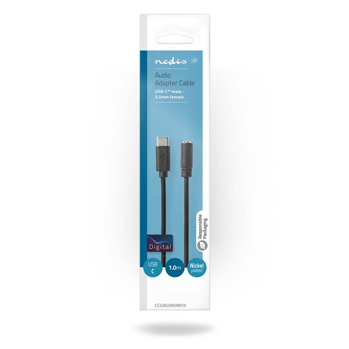 Adapterkabel USB-C - 3,5mm Stecker schwarz 1m - MediaKabel