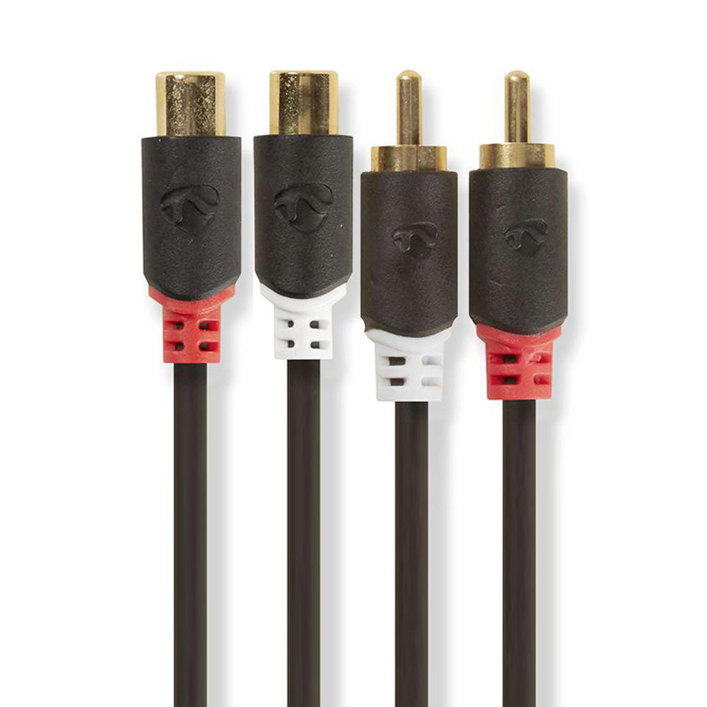 Cinchkabel 2x Stecker - 2x Buchse Verlängerung 2m - MediaKabel