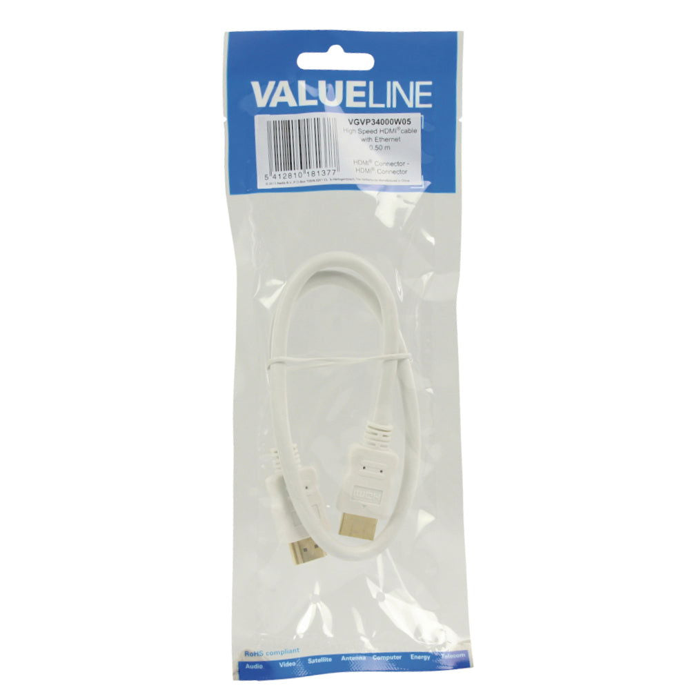 HDMI Kabel Stecker - Stecker 4K Weiß 0,5m - MediaKabel