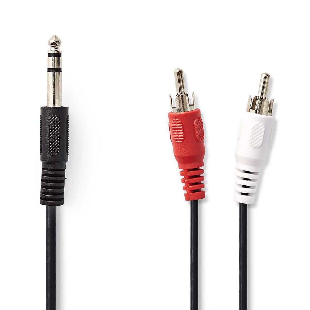 Klinke-Cinch-Kabel 6,35mm Stecker - 2x Cinchstecker 2m - MediaKabel