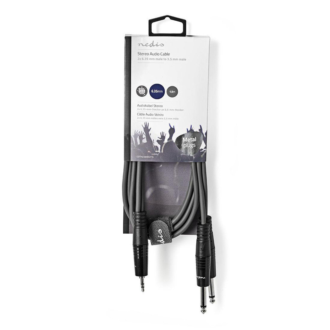 Klinkenkabel 3,5mm Stecker - 2x 6,35mm Stecker 1,5m - MediaKabel