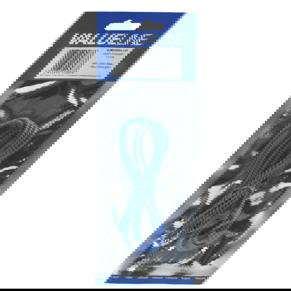 Klinkenkabel 3,5mm Stecker - Stecker blau 1m - MediaKabel