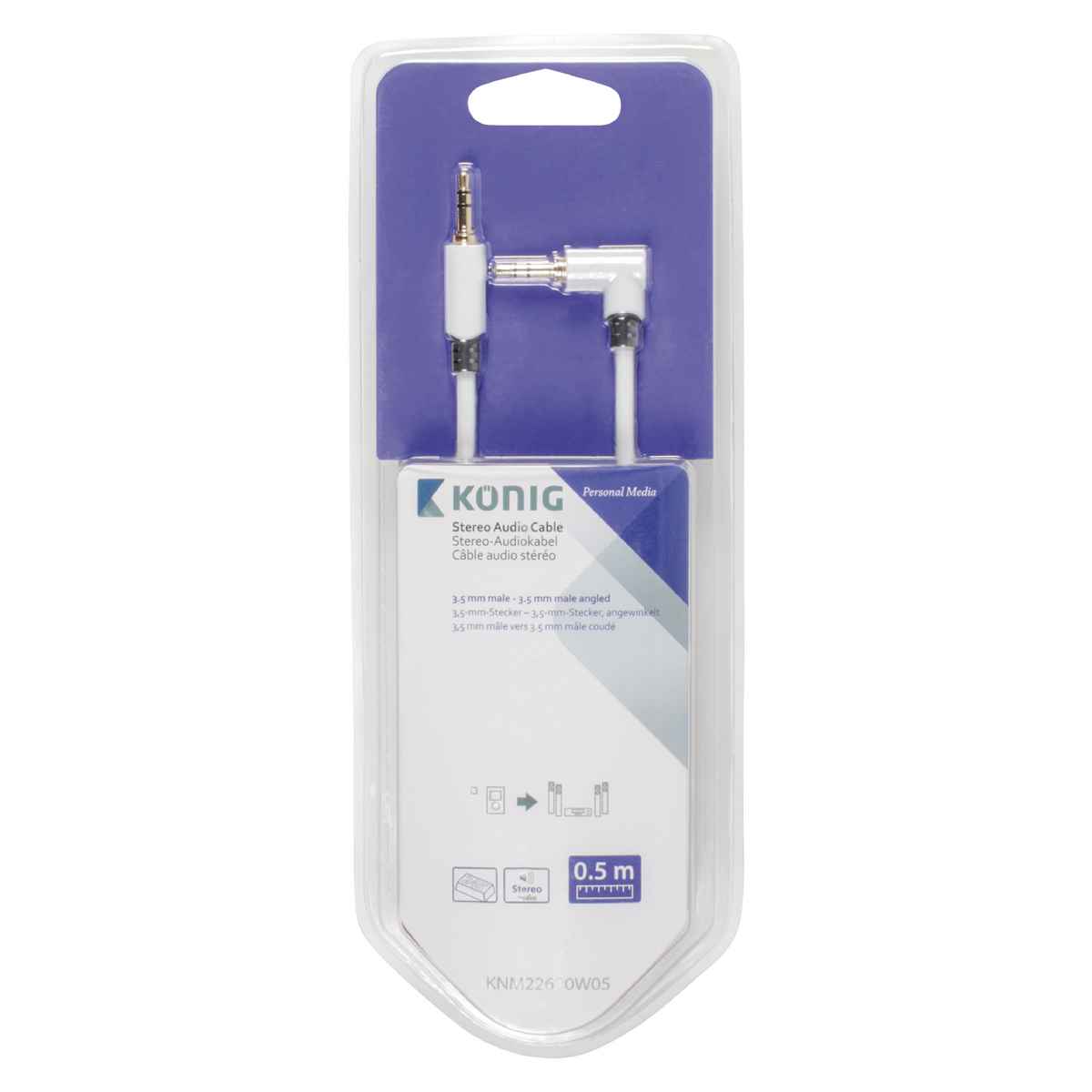 Klinkenkabel 3,5mm Stecker - Stecker gewinkelt 0,5m - MediaKabel