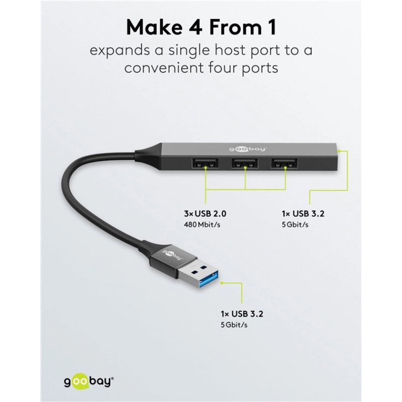 USB 3.2 Hub 4-Port USB-A auf USB-A 5Gbps