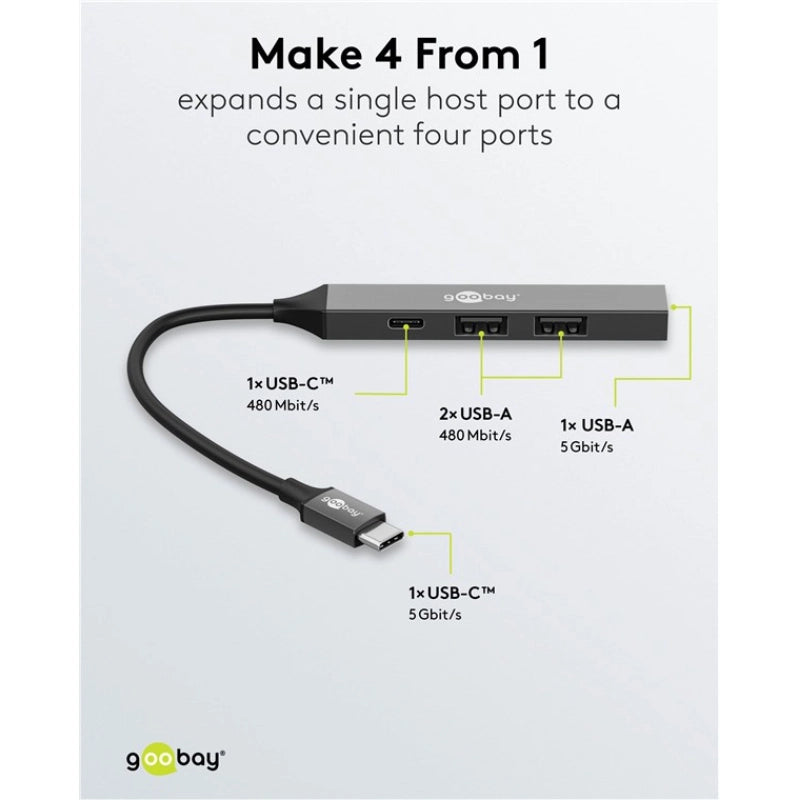 USB 3.2 Hub 4-Port USB-C auf USB A / USB C