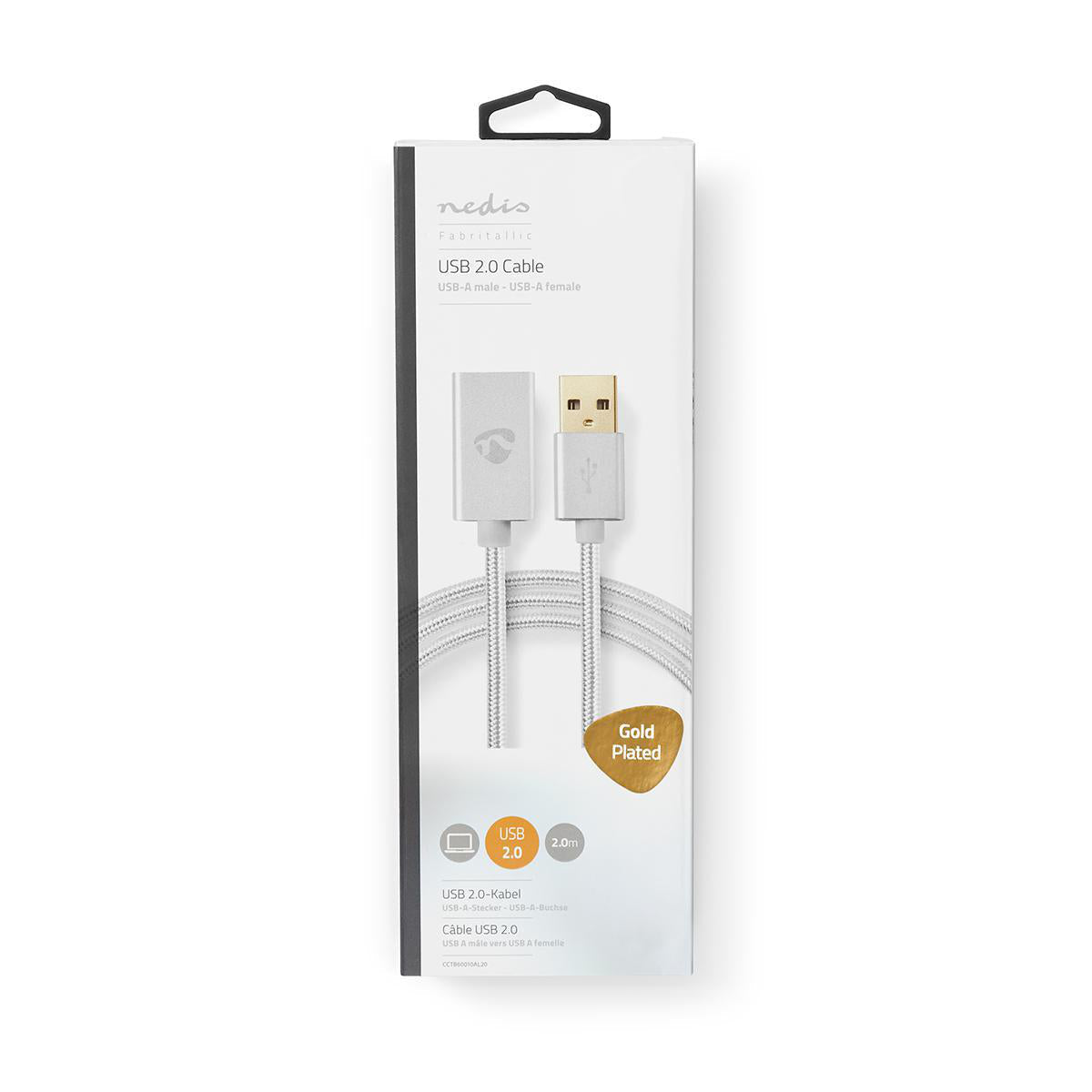 USB 2.0 Kabel Stecker A - Buchse A vergoldet 2m - MediaKabel