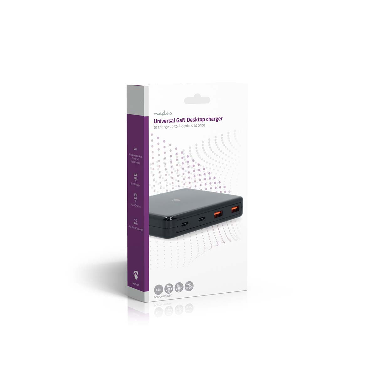 USB Ladegerät 65W USB-A USB-C GaN Kabel schwarz - MediaKabel