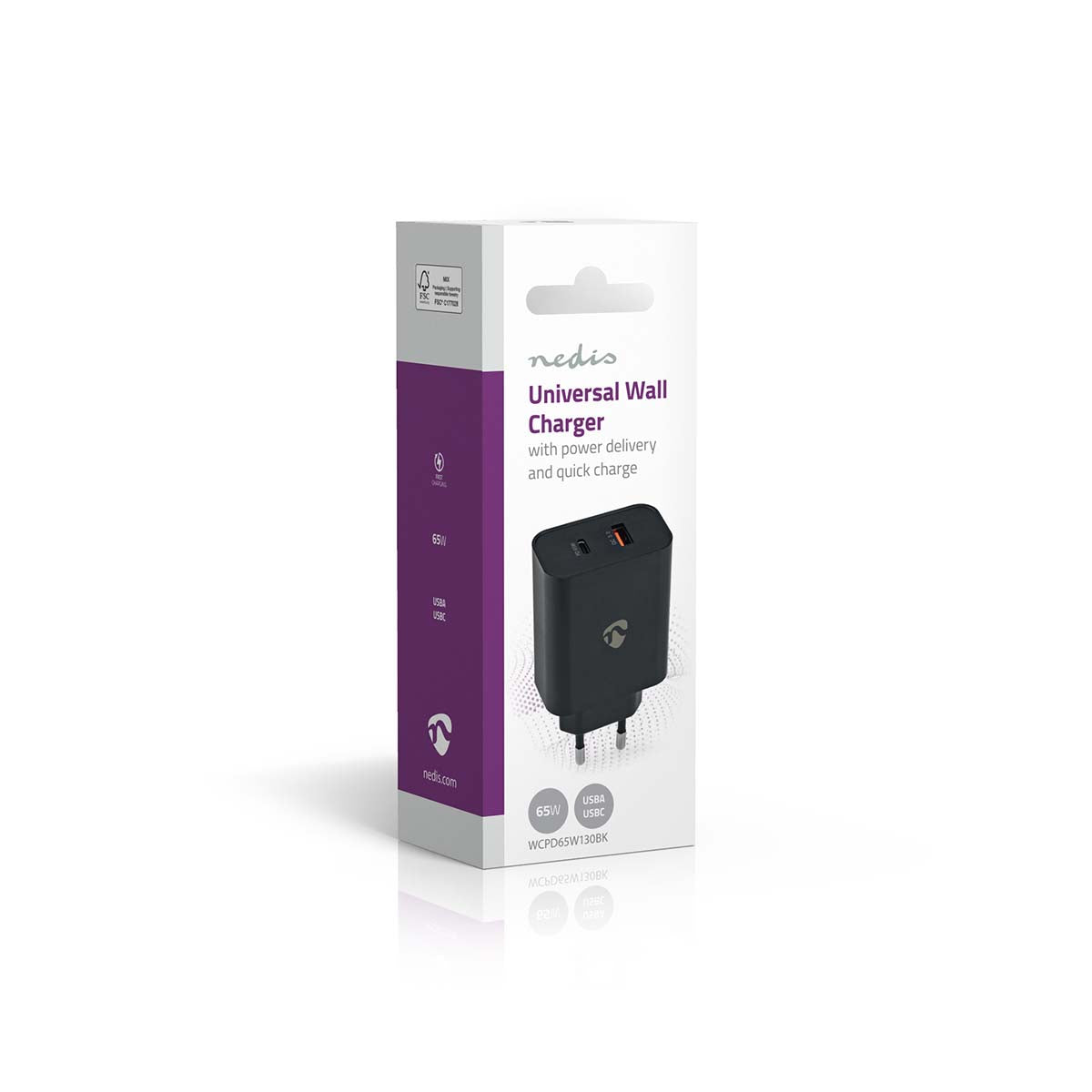 USB Ladegerät 65W USB-A USB-C schwarz - MediaKabel