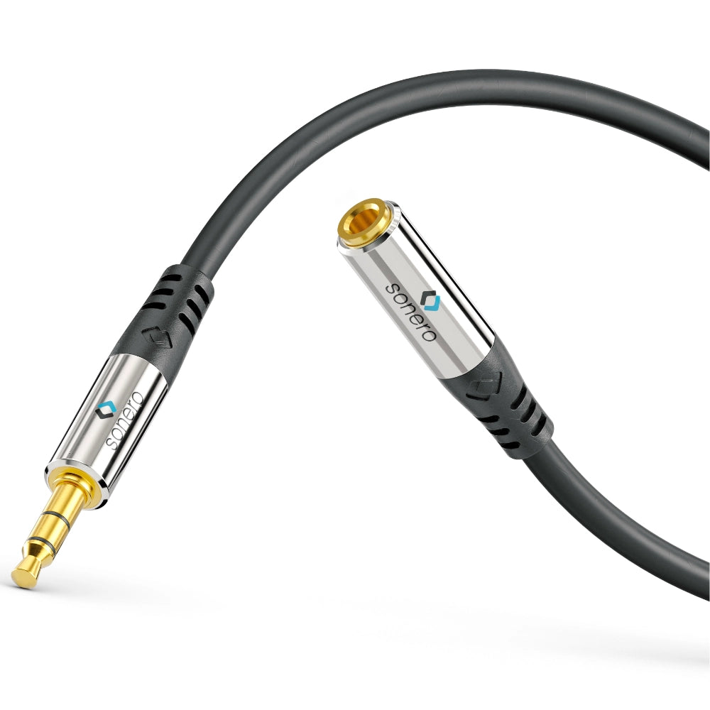 Klinkenverlängerung 3,5mmm Stecker - Buchse geschirmt schwarz