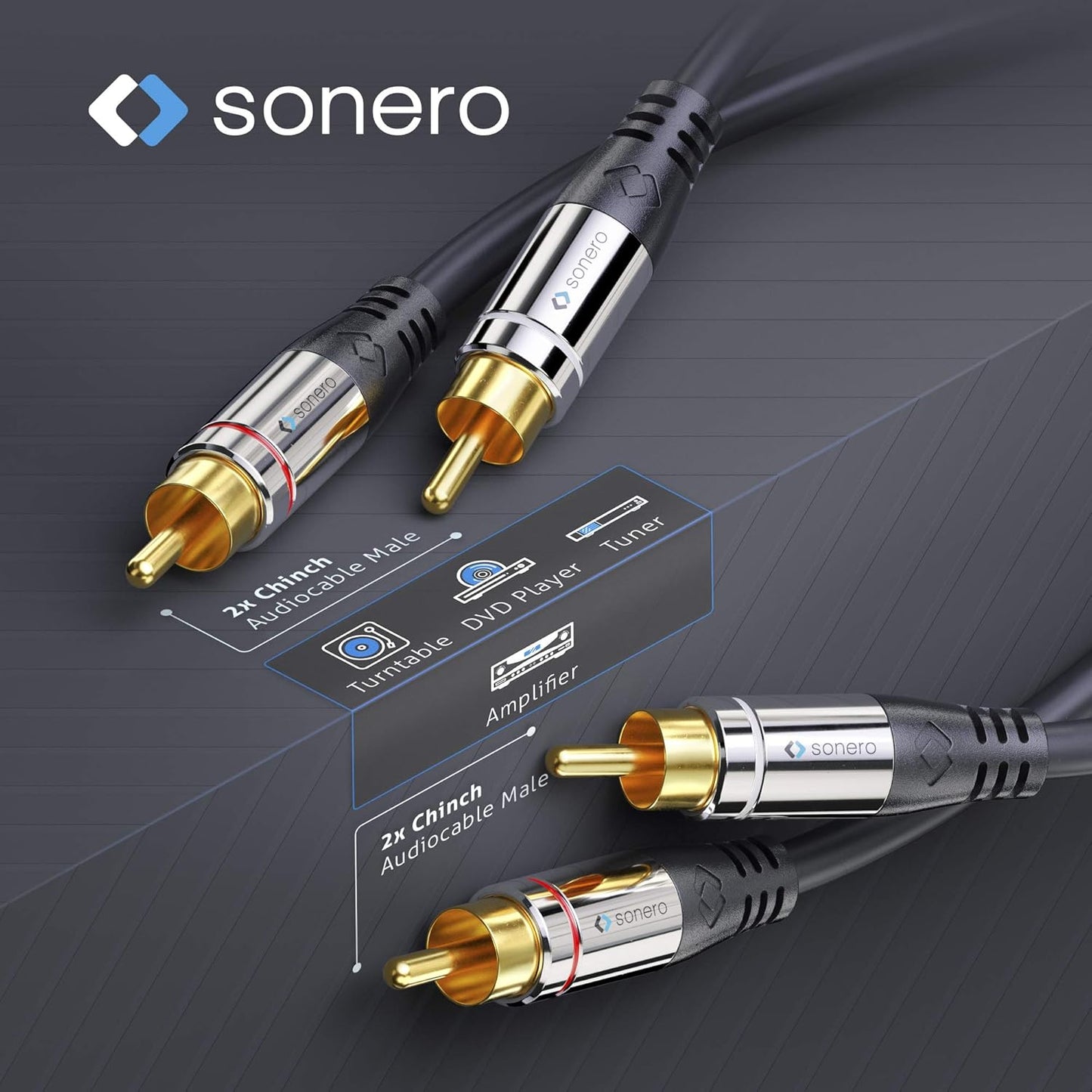 Cinchkabel 2x Stecker - 2x Stecker Premium schwarz
