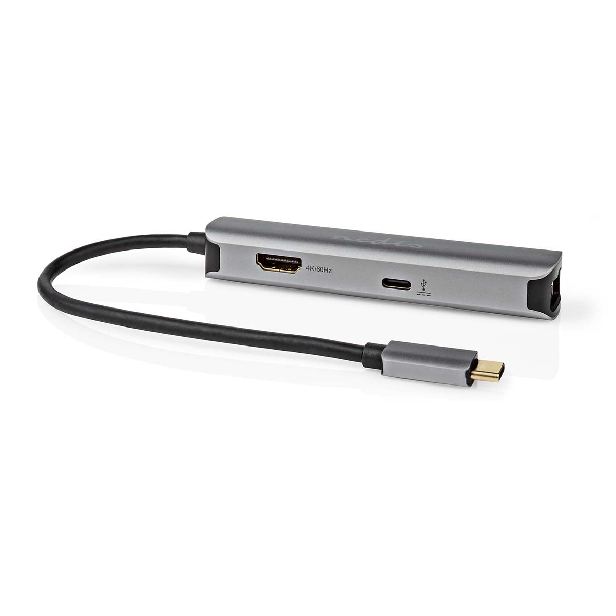 Adapter USB-C - Multiport (HDMI, RJ45, USB-A, USB-C) Grau - MediaKabel