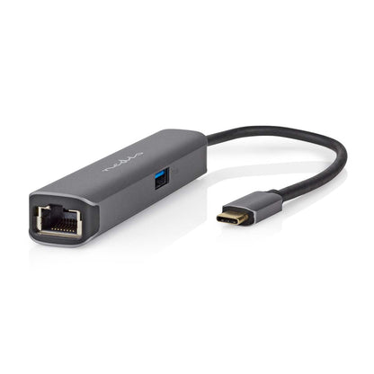 Adapter USB-C - Multiport (HDMI, RJ45, USB-A, USB-C) Grau - MediaKabel