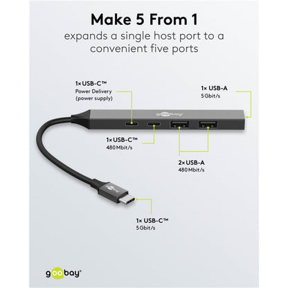USB 3.2 Hub 5-Port USB-C auf USB-A / USB-C