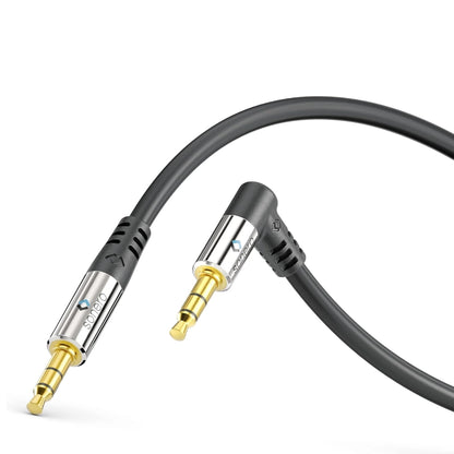 Klinkenkabel 3,5mmm Stecker - 90° Stecker geschirmt schwarz