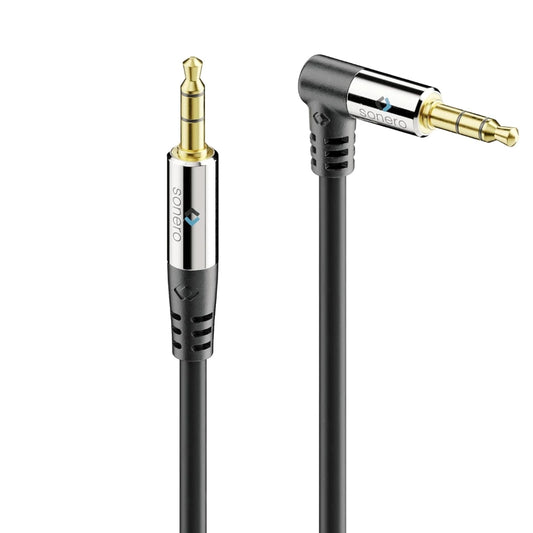 Klinkenkabel 3,5mmm Stecker - 90° Stecker geschirmt schwarz