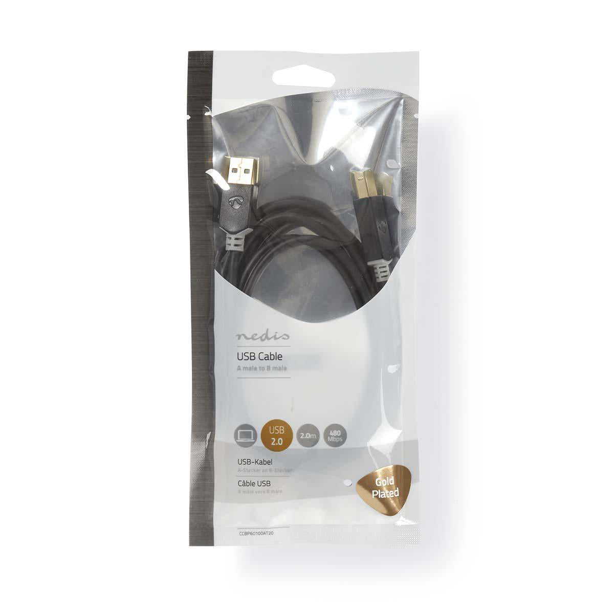 USB 2.0 Kabel Stecker A - Stecker B Premium Gold - MediaKabel