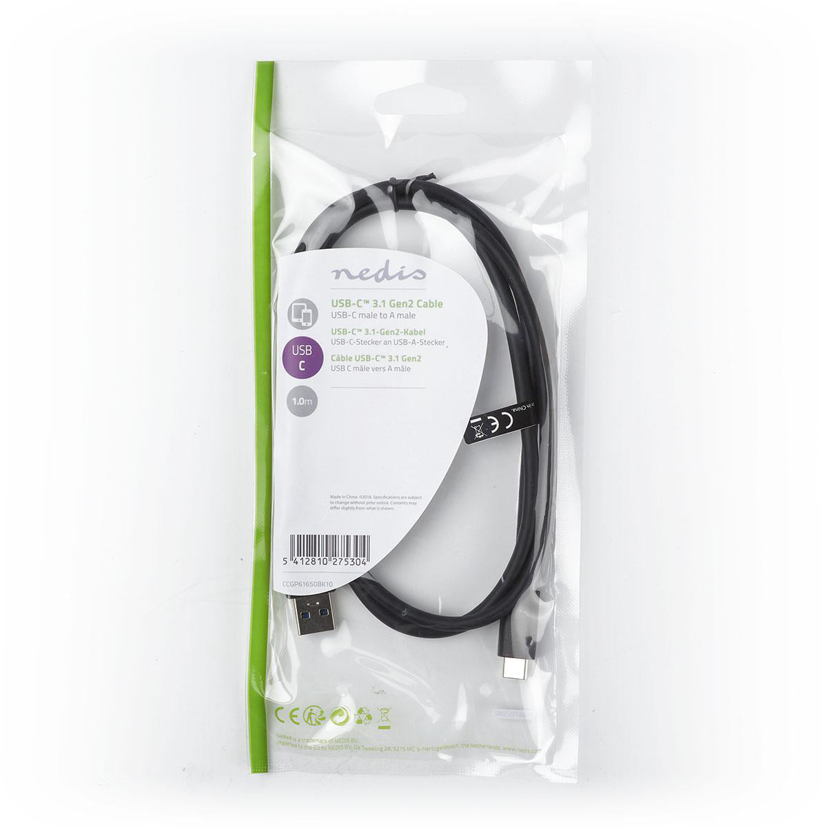 USB 3.2 Kabel Stecker A Stecker C 60W 10Gbps 1m - MediaKabel