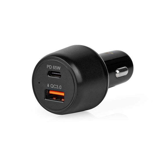 USB Ladegerät Auto 65W USB-A USB-C schwarz - MediaKabel