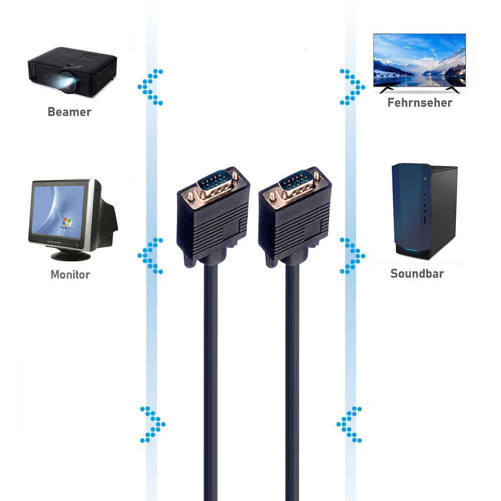 VGA-Kabel 15-polig Stecker - Stecker schwarz - MediaKabel