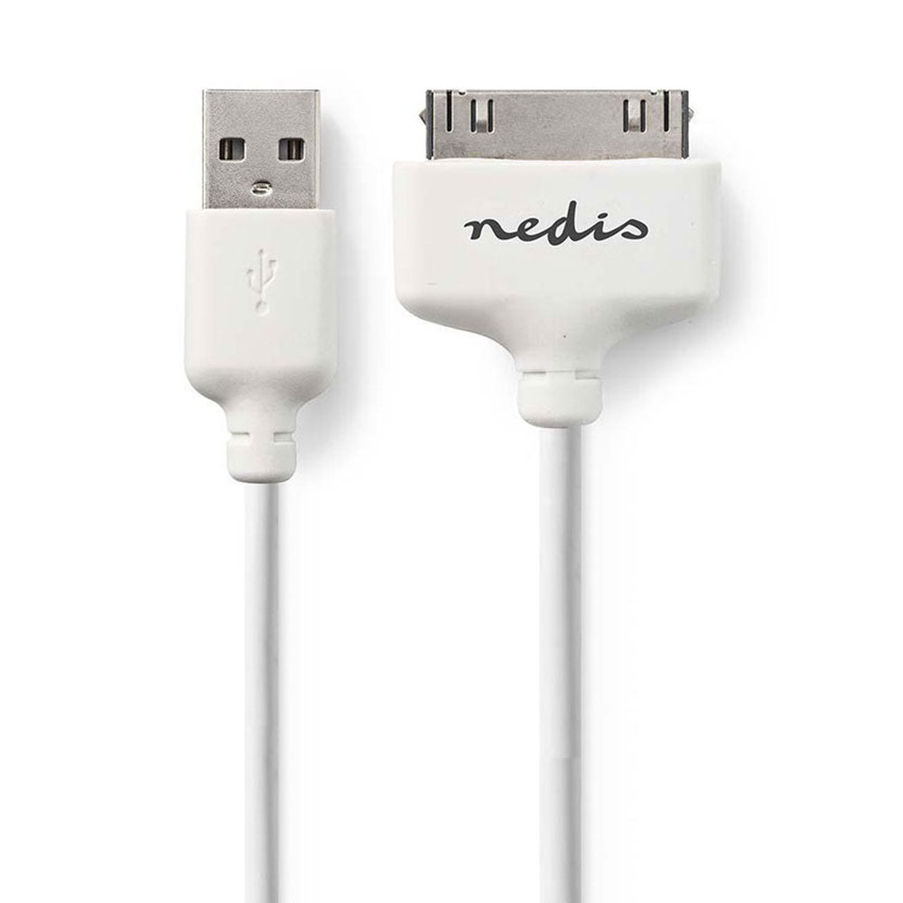 Daten Kabel, USB. 2.0, Stecker Typ A auf Apple Stecker 30 Pin, 1 Meter, 480 Mbit/s, Weiß, MediaKabel