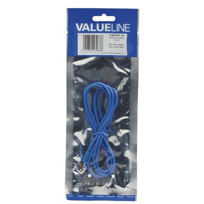  Audio Kabel, Klinken Stecker 3.5mm auf Stecker 3.5mm, 1 Meter, Blau, Robust, Vergoldet, MediaKabel