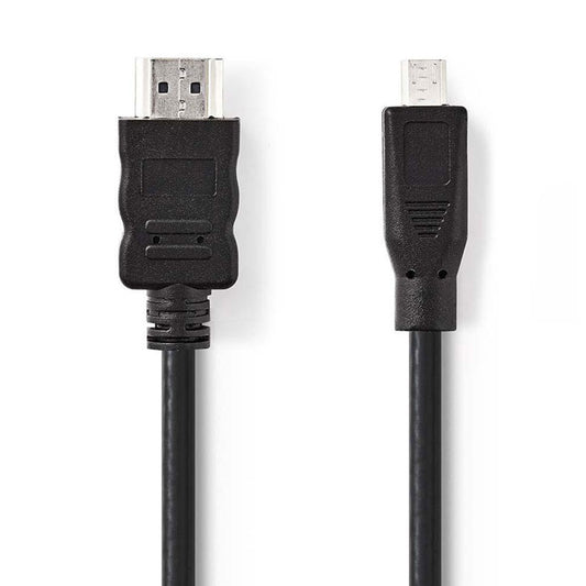 Video Kabel, HDMI Kabel, HDMI Stecker auf Micro HDMI Stecker, 2 Meter, Standard 1.4B, 2K, 4K, Full HD, 1080p, HD, 720p, 8.16 Gbit/s, Schwarz, MediaKabel