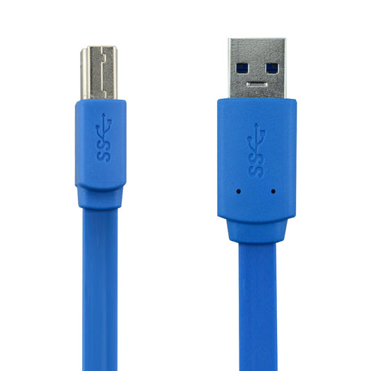 Datenkabel, USB 3.2 Gen1, USB C Stecker auf USB B Stecker, 2 Meter, 5 Gbit/s, Vergoldet, Blau, MediaKabel