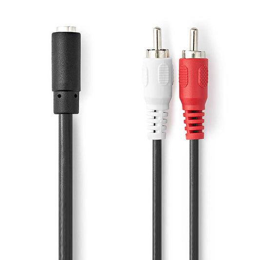 Audio Kabel, Audio Adapter, Cinch Stecker Zweifach, Klinken Buchse 3.5mm 0.2 Meter, MediaKabel