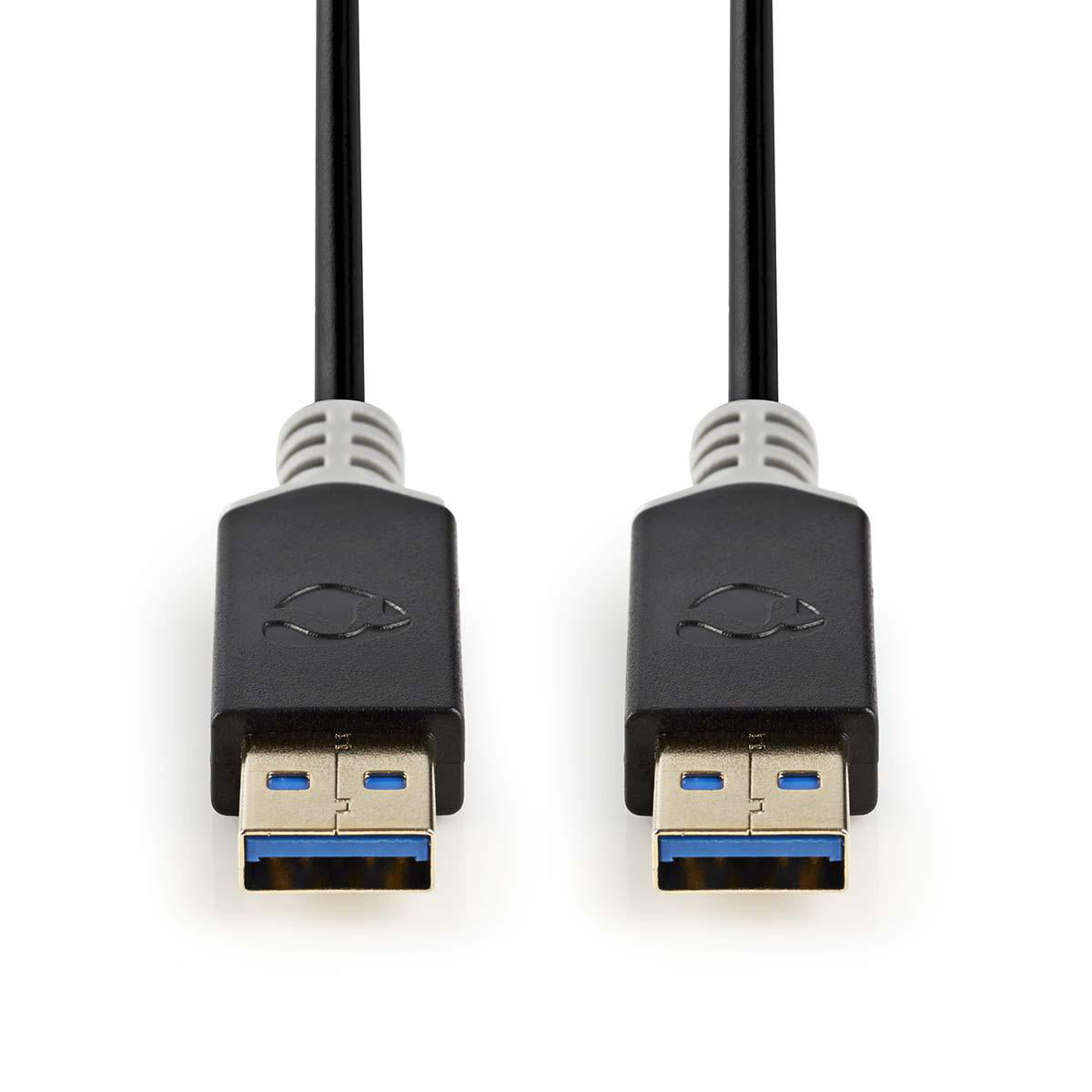 Datenkabel, USB 3.2 Gen1, USB C Stecker auf USB A Stecker, 2 Meter, 5 Gbit/s, Vergoldet, Schwarz, Vergoldet, MediaKabel
