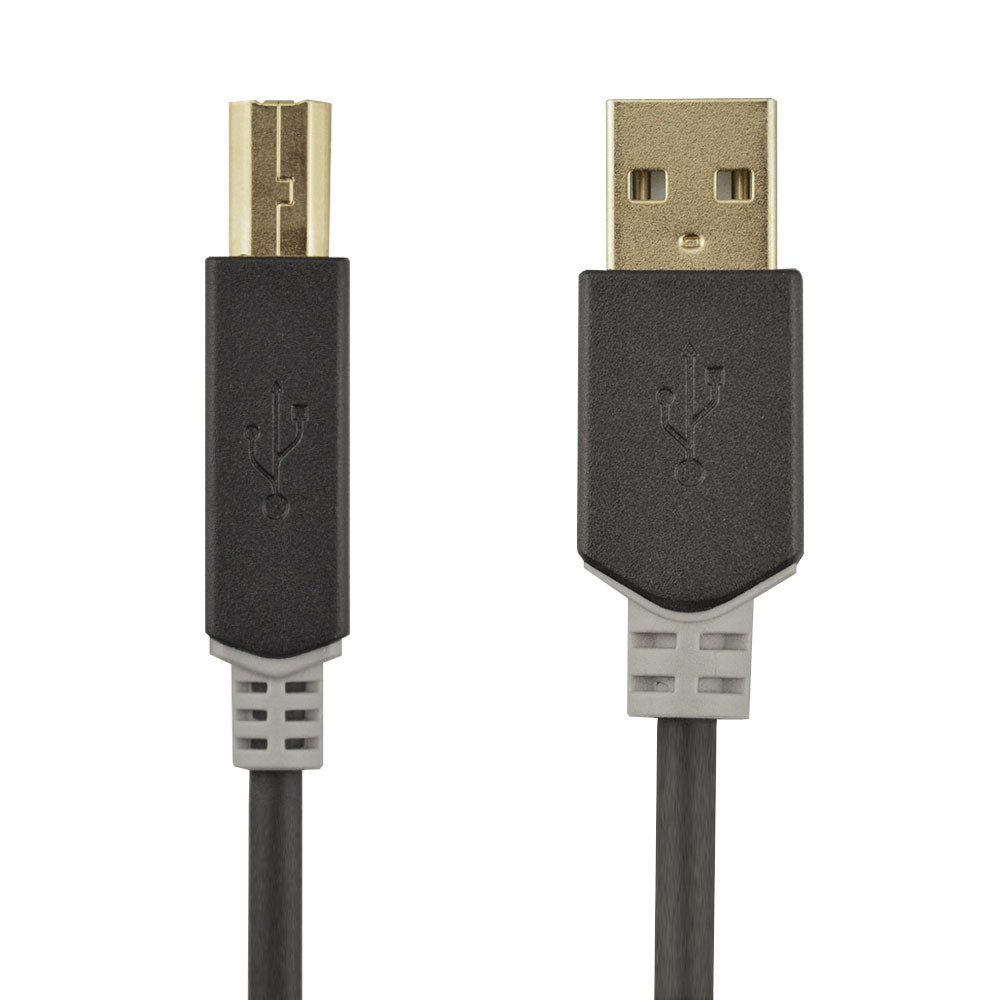  Datenkabel, Ladekabel, USB 2.0, USB A Stecker auf USB B Stecker,2 Ampere, 10 Watt, 1 Meter, 2 Meter, 480 Mbit/s, Schwarz, Vergoldet, MediaKabel