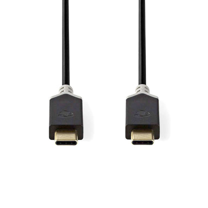  Datenkabel, USB 3.2 Gen2, USB C Stecker auf USb C Stecker, 3 Ampere, 60 Watt, 1 Meter, 10 Gbit/s, Vergoldet, Schwarz, MediaKabel