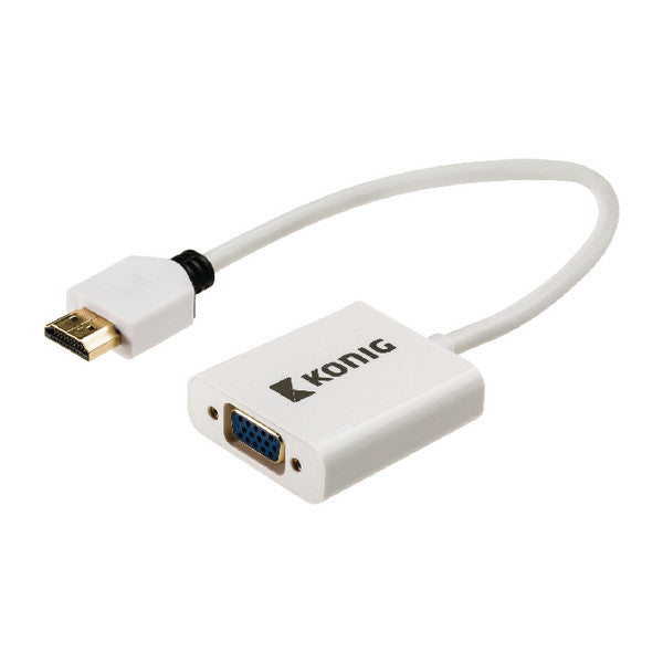 Adapter, HDMI zu VGA, Audio Klinken Buchse, Full HD, 1080p, HD, 720p, Weiß, MediaKabel