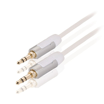 Audio Kabel, Klinken Stecker 3.5mm auf Stecker 3.5mm, 2 Meter, Weiß, Robust, Vergoldet, MediaKabel