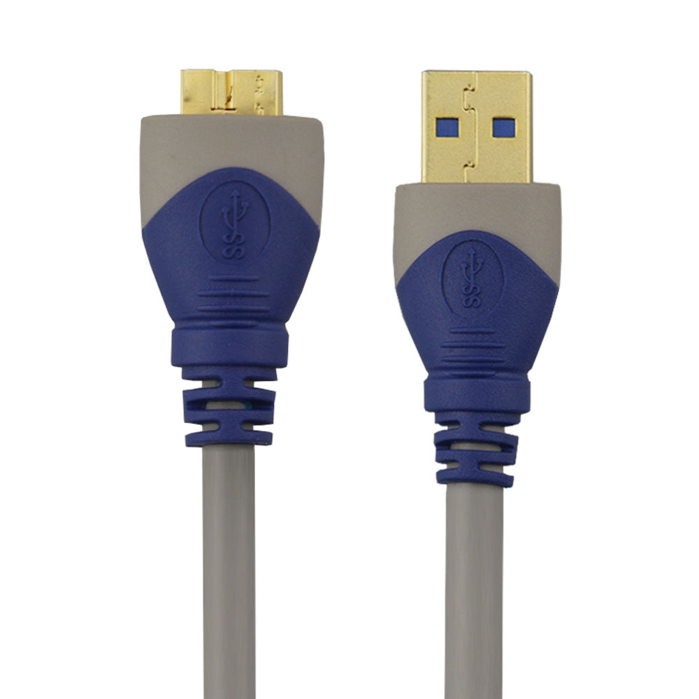  Datenkabel, USB 3.2 Gen1, USB C Stecker auf USB Micro B Stecker, 3 Meter, 5 Gbit/s, Vergoldet, Grau, MediaKabel