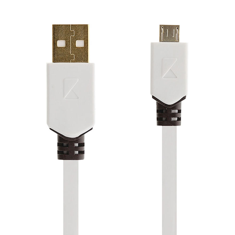 Datenkabel, Ladekabel, USB 2.0, USB B Stecker auf USB micro B Stecker, 1 Meter, 480 Mbit/s, Weiß, Vergoldet, MediaKabel