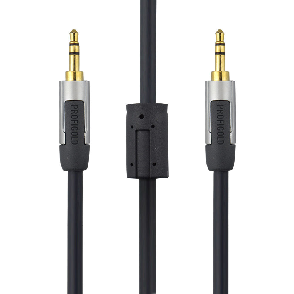 Audio Kabel, Klinken Stecker 3.5mm auf Stecker 3.5mm, 1 Meter, 2 Meter, Schwarz, Ferritkern, Robust, Vergoldet, MediaKabel
