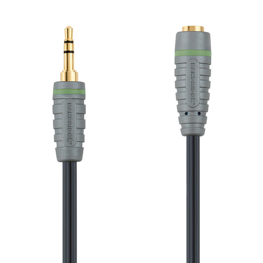 Audio Kabel, Klinken Stecker 3.5mm auf Buchse 3.5mm, 1 Meter, 2 Meter, Schwarz, Robust, Vergoldet, MediaKabel