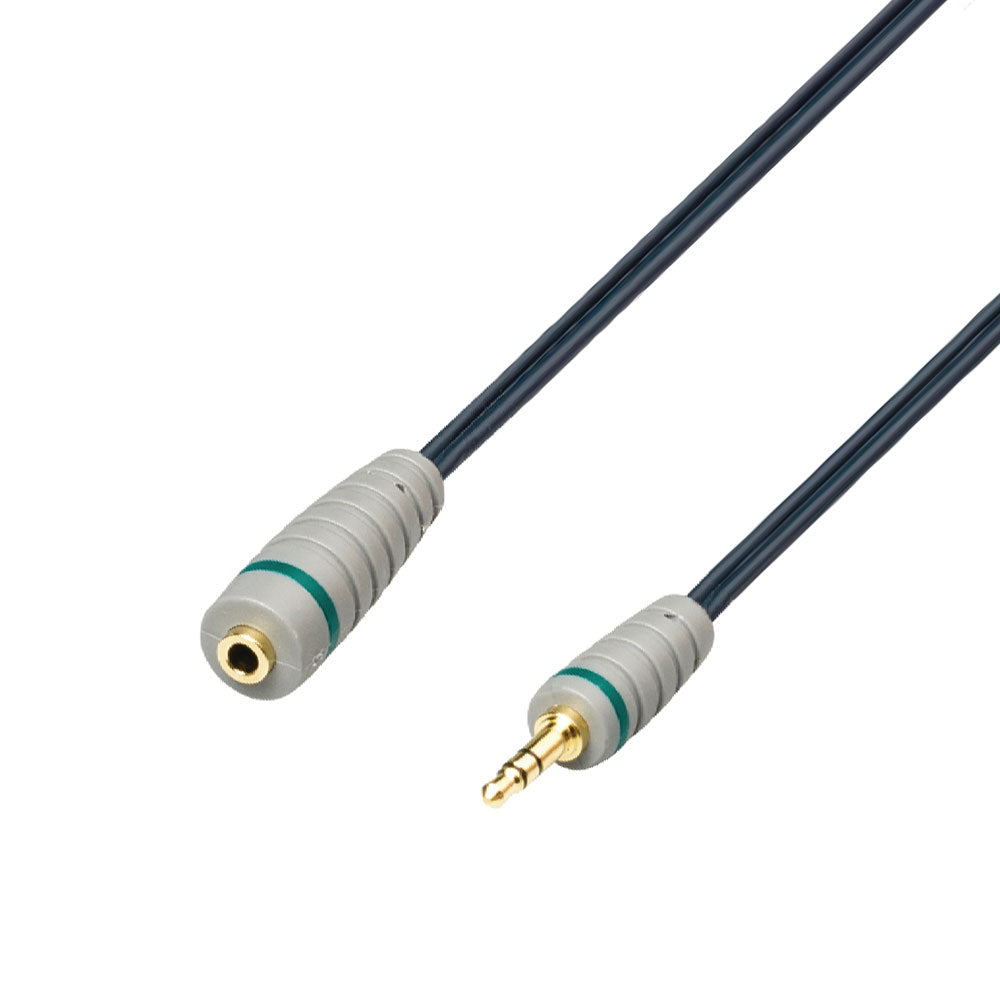 Audio Kabel, Klinken Stecker 3.5mm auf Buchse 3.5mm, 1 Meter, 2 Meter, Schwarz, Robust, Vergoldet, MediaKabel