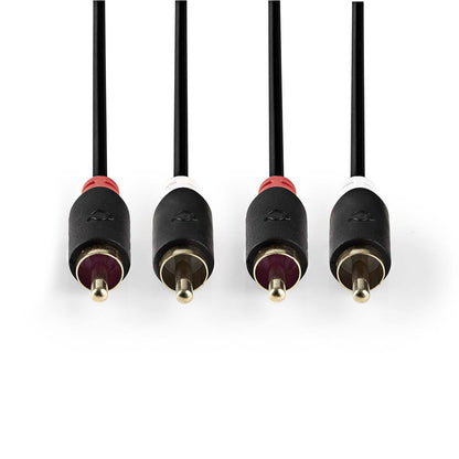 Audio Kabel,, Cinch Stecker Zweifach, 2 Meter, Geschirmt, Schwarz, MediaKabel