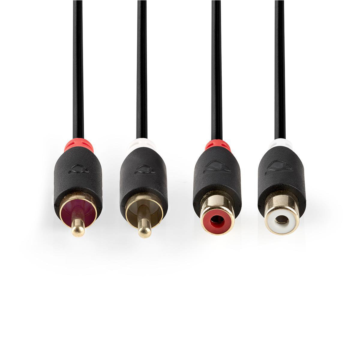 Audio Kabel, Cinch Stecker,Cinch Buchse, Rot, Weiß, 2 Meter, Geschirmt, MediaKabel
