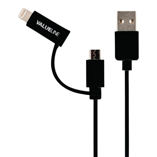 USB 2.0 Kabel Stecker A - Stecker Micro-B Lighning schwarz 1m