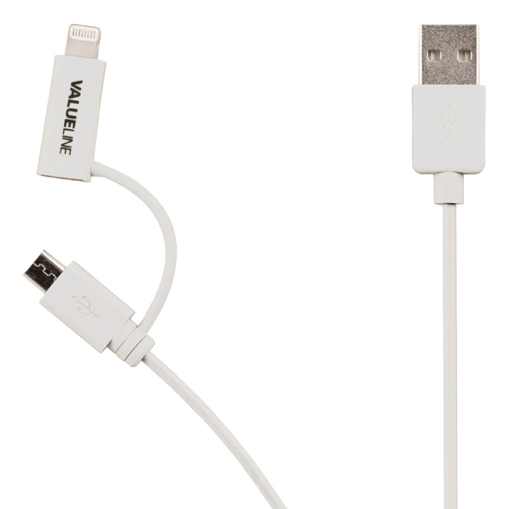 USB 2.0 Kabel Stecker A - Stecker Micro-B Lighning weiß 1m