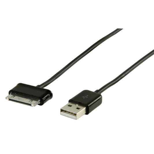 Datenkabel, Ladekabel, USB B Stecker auf USB Stecker Samsung 30-pin, 3 Ampere, 60 Watt, 1 Meter, 480 Mbit/s, Schwarz, MediaKabel