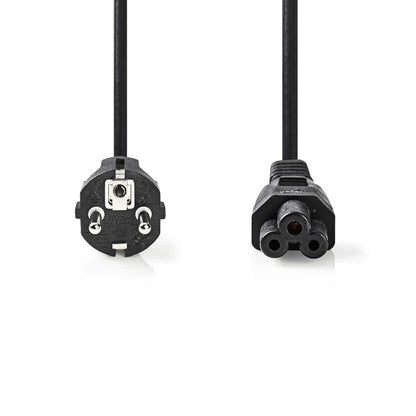 Stromkabel, Netzkabel, Eurokabel, Mickey-Mouse-Stecker (C5) , Schukostecker (CEE 7/4), 10 A (Ampere), Schwarz, MediaKabel