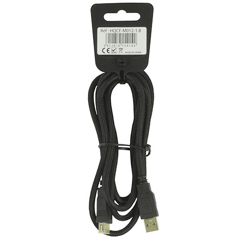 Daten Kabel, USB. 2.0, Stecker Typ A auf Stecker Typ A, 1.8 Meter, 480 Mbit/s, Schwarz, Textilummantelt, MediaKabel